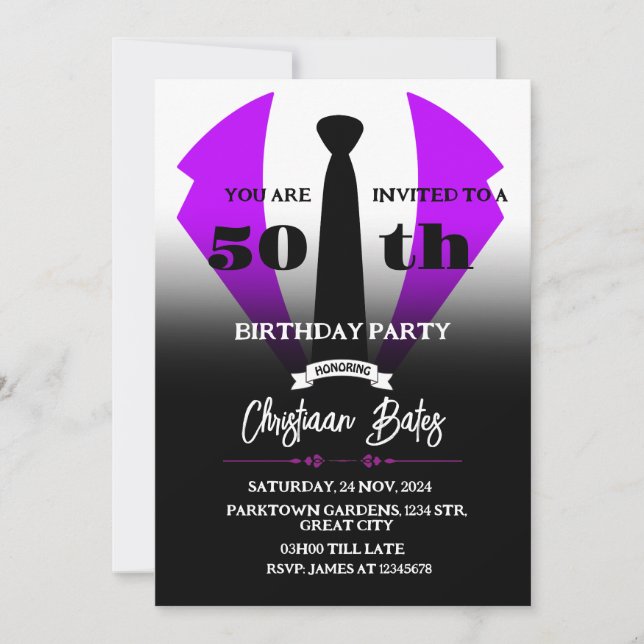 Tuxedo Birthday Invitation (Front)