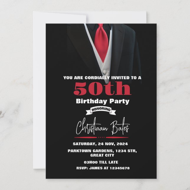 Tuxedo Birthday Invitation (Front)