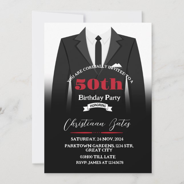 Tuxedo Birthday Invitation (Front)