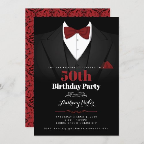 Tuxedo Birthday Invitation