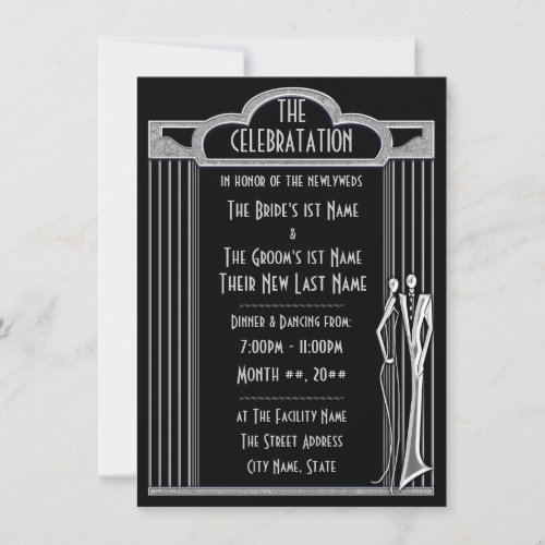 Tuxedo Black and Silver Reception Invitation Invitation