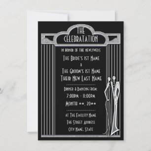 Tuxedo - Black and Silver Wedding Reception - Invitation