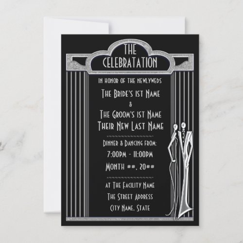 Tuxedo _ Black and Silver Wedding Reception _ Invitation