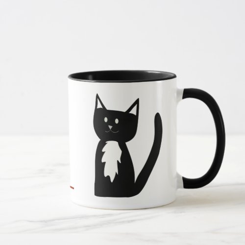 Tuxedo Black and White Cat and Ball of Yarn Mug