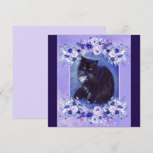 Tuxedo black and white cat art by Renee Lavoie Invitation