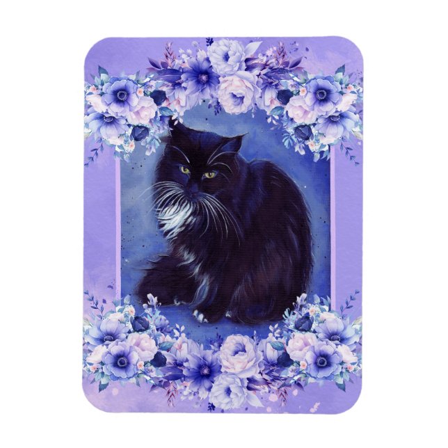 Tuxedo black and white cat art by Renee Lavoie  Magnet (Vertical)
