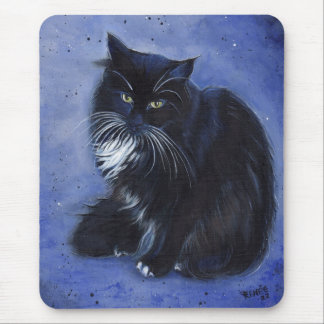 Tuxedo black and white cat art by Renee Lavoie  Mouse Pad
