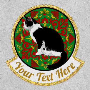 Tuxedo Black and White Cat Fancy Personalized Patch