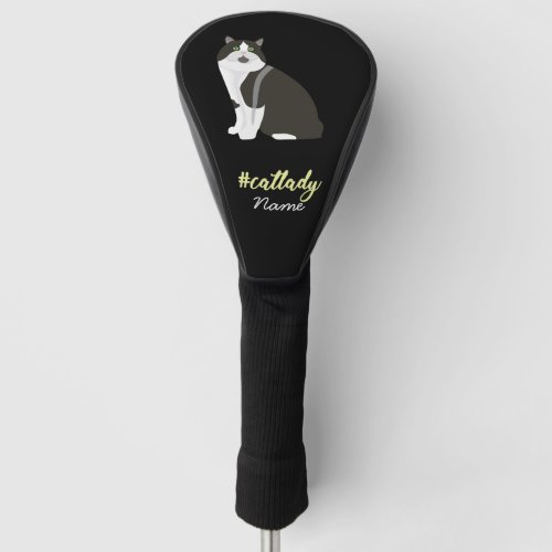 Tuxedo Black and White Cat for Cat Mom Golfer  Golf Head Cover