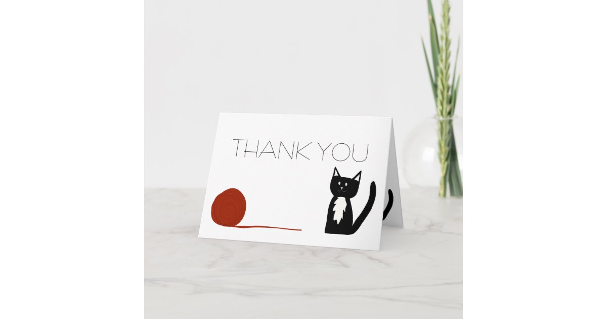 Tuxedo Black and White Cat Thank You | Zazzle