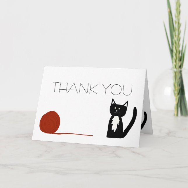 Tuxedo Black and White Cat Thank You (Front)