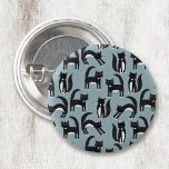 Tuxedo Black and White Cats Button<br><div class="desc">Cute black and white tuxedo cats going about their business. A fun pattern on a mid blue background.</div>