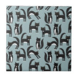 Tuxedo Black and White Cats Ceramic Tile<br><div class="desc">Cute black and white tuxedo cats going about their business. A fun pattern on a mid blue background.</div>