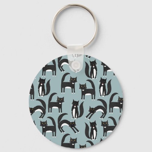 Tuxedo Black and White Cats Keychain