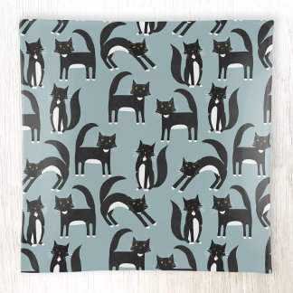 Tuxedo Black and White Cats Trinket Tray