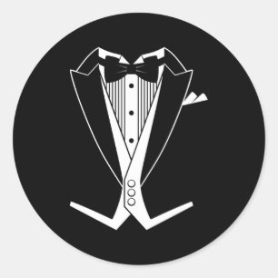 Tuxedo Black Bow Tie Classic Round Sticker