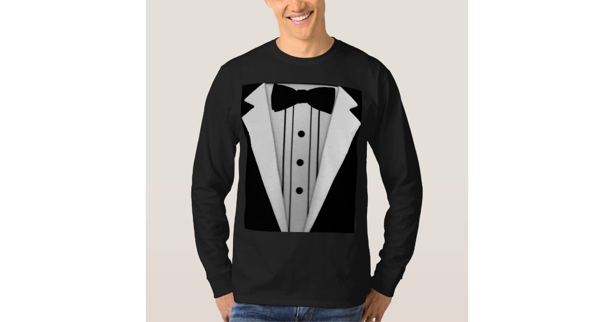 Tuxedo Black Bow Tie Formal T-Shirt | Zazzle