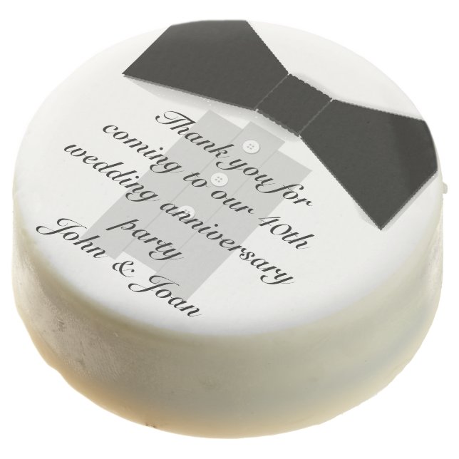 Tuxedo Black Bow Tie Wedding or Anniversary Party Chocolate Covered Oreo (Angled)