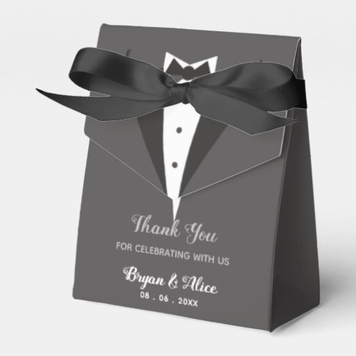 Tuxedo Black Bow Wedding Favor Boxes