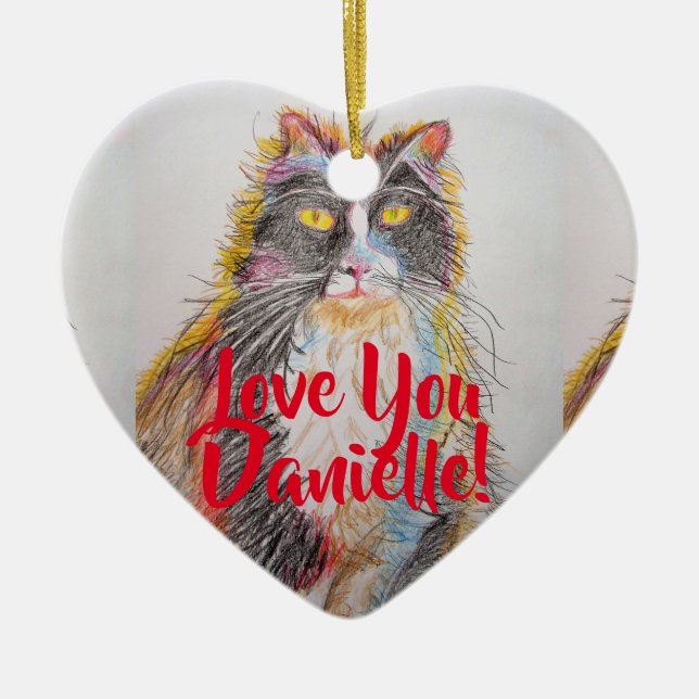 Tuxedo Black Cat Love You Womans Name Decoration (Front)