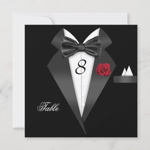 Tuxedo Black Table Number Seating Place Card