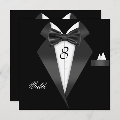 Tuxedo Black Table Number Seating Place Card