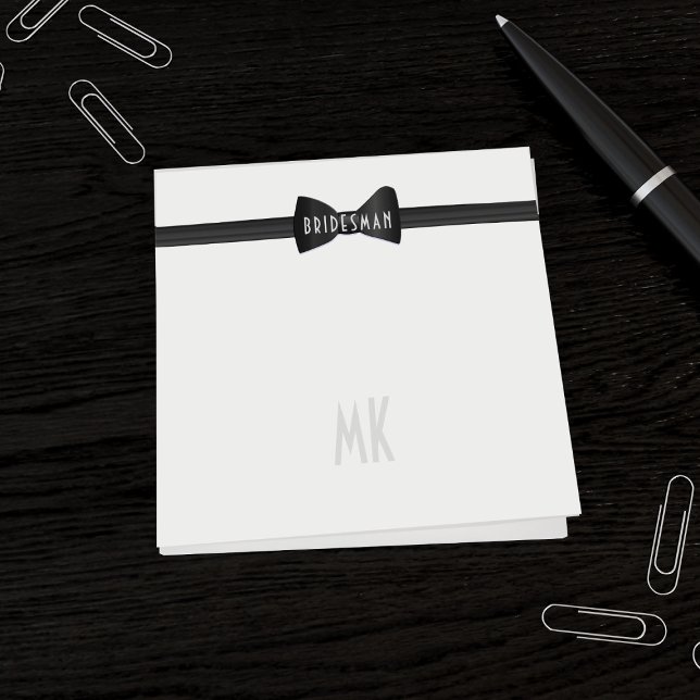 Tuxedo Black Tie Bridal Party 1920s Wedding Favor Post-it Notes (Perfect wedding favor for your Bridesman. Can be used for any member of your bridal party)