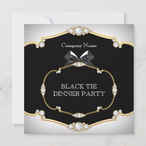 Tuxedo Black Tie Dinner Party White Gold 2 Invitation