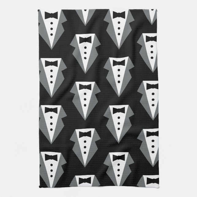 Tuxedo Black Tie Father's Day Kitchen Towel (Vertical)