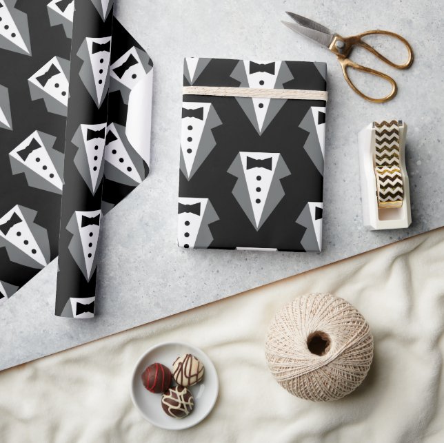 Tuxedo Black Tie Father's Day Wrapping Paper (Crafts)
