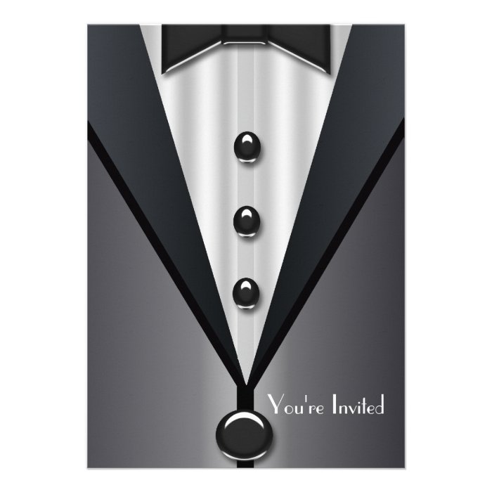 Tuxedo Black Tie Formal Event Black Invitations