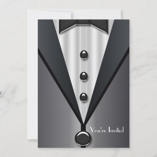 Tuxedo Black Tie Formal Event Black Invitations