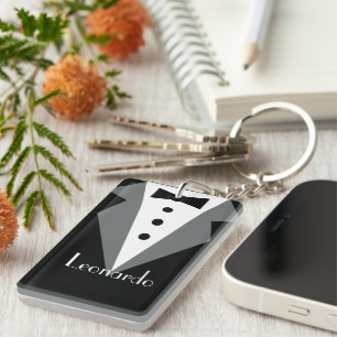 Tuxedo Black Tie Personalized Keychain