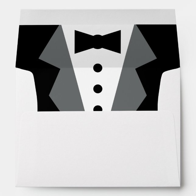 Tuxedo Black Tie Wedding or Event Envelope (Back (Bottom))
