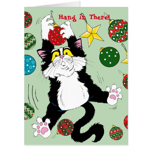 Tuxedo Black White Christmas Cat Card