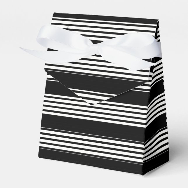 Tuxedo Black & White Multi Stripe Favor Boxes (Front Side)