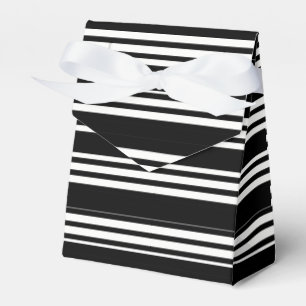 Tuxedo Black & White Triple Stripe Favor Boxes