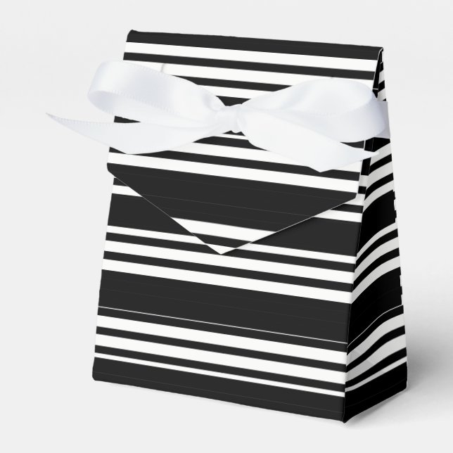 Tuxedo Black & White Triple Stripe Favor Boxes (Front Side)