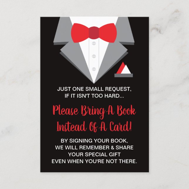 Tuxedo Book Card, Books For Baby Enclosure Card (Front)