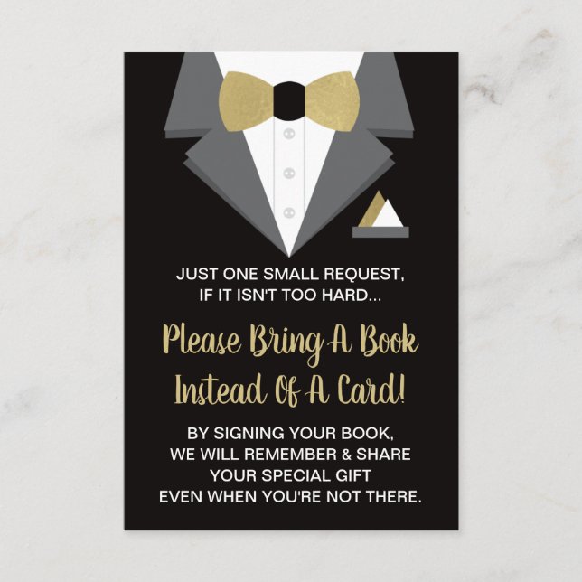 Tuxedo Book Card, Books For Baby Enclosure Card (Front)