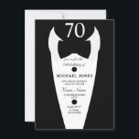 Tuxedo Bow Tie Mens 70th Birthday Party Invite<br><div class="desc">Tuxedo Bow Tie Mens 70th Birthday Party Invite

Design Courtesy of https://www.etsy.com/shop/teabreakart</div>