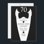 Tuxedo Bow Tie Mens 70th Birthday Party Invite<br><div class="desc">Tuxedo Bow Tie Mens 70th Birthday Party Invite

Design Courtesy of https://www.etsy.com/shop/teabreakart</div>