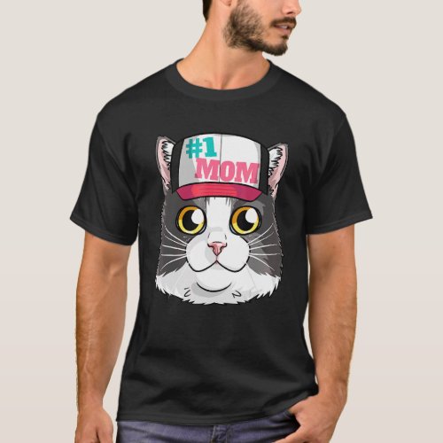 Tuxedo Cat 1 Mom Kitten Mothers Day T_Shirt