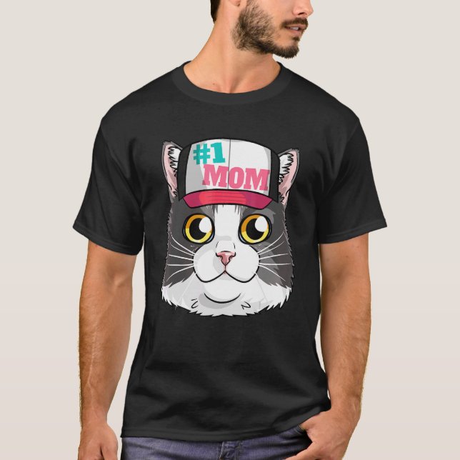 Tuxedo Cat 1 Mom Kitten Mothers Day T-Shirt (Front)