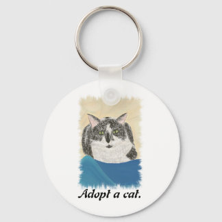 Tuxedo Cat Adopt a cat promotion key chain