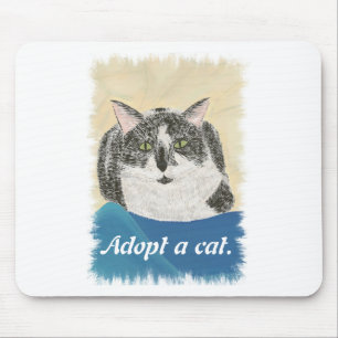 Tuxedo Cat Adopt a cat promotion mouse pads