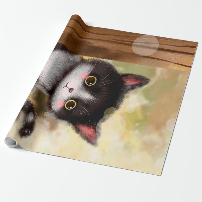 Tuxedo cat |Adorable Cat Wrapping Paper (Unrolled)