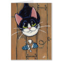 Tuxedo Cat and Broken Toy Mouse Painting