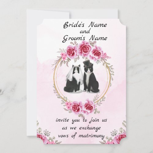 Tuxedo Cat And Kitten Wedding Invitation