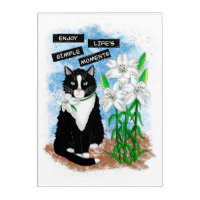 Tuxedo Cat and Lilies | Inspirational Quote